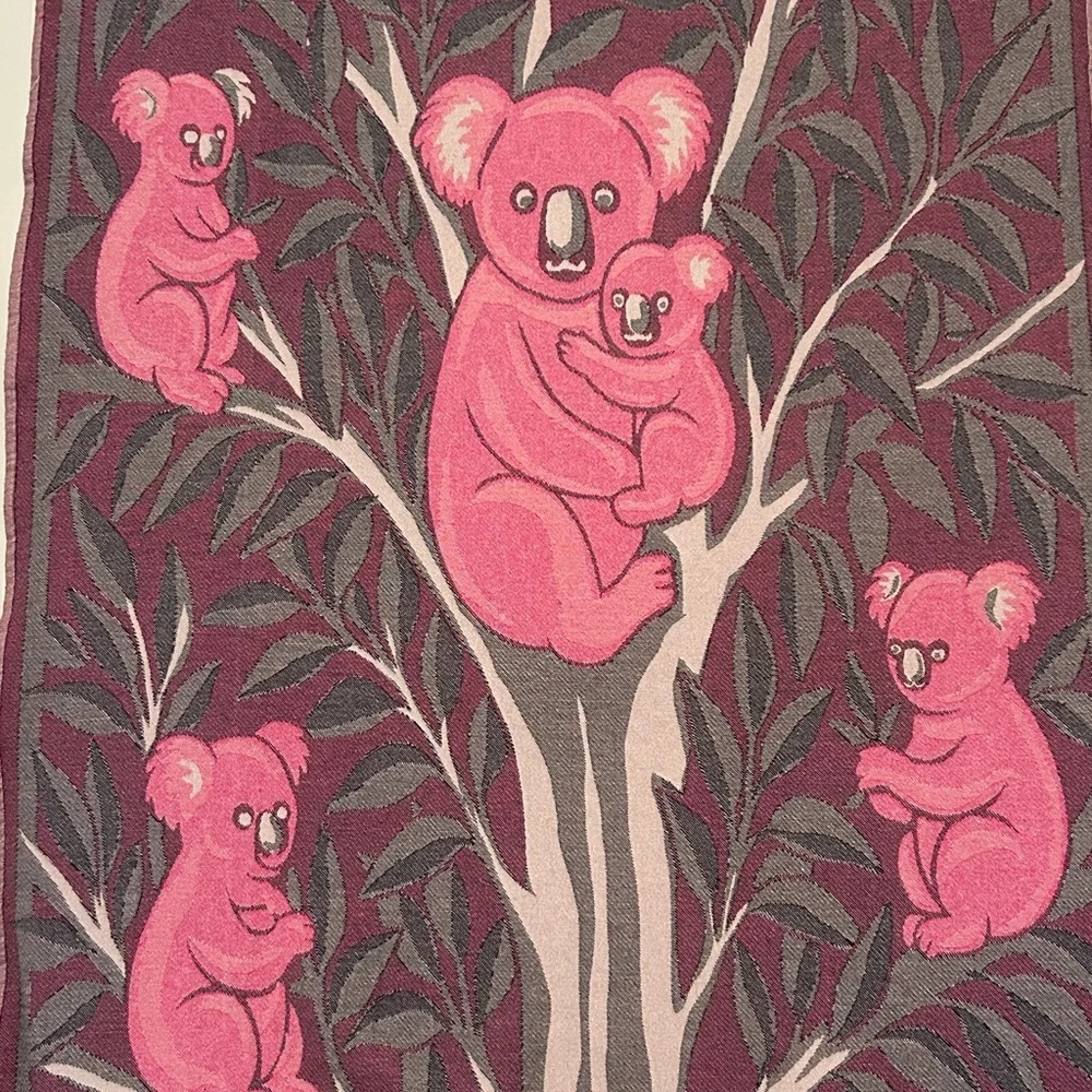 KOALA Heirloom Collection Pink + Gray Hand Crafted Loom Weave New Original 84”